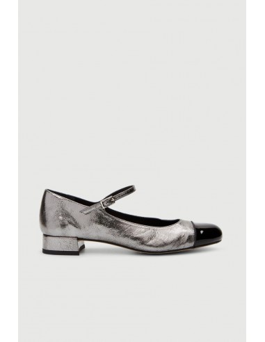 Lola Mary Janes in Charcoal-coloured Metallic Leather livraison et retour toujours gratuits